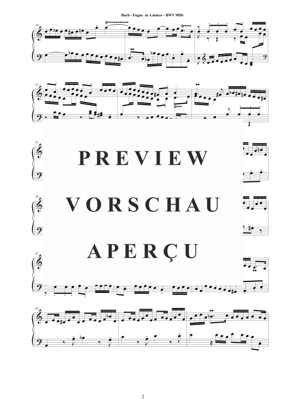 Produktgalerie: Seite 3 von 5 Fuge in D-Moll BWV 905b - Piano Version, , Klavier Solo