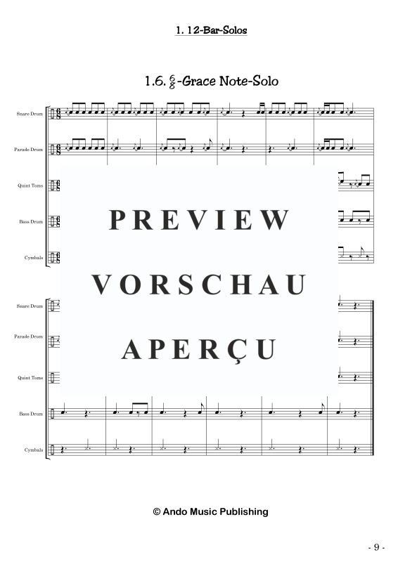 gallery: Solos for Marching Drums - Volume 2, , 40 Solo Pieces for Marching Drums: Snare Drum, Parade Drum, Bass Drum, Tom Toms and Cymbals