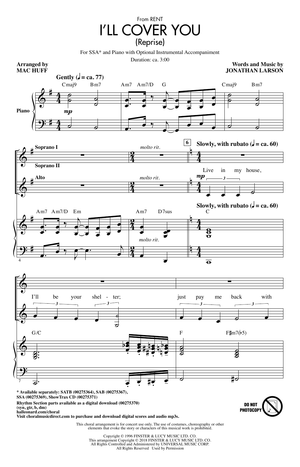 Produktgalerie: Seite 1 von 1 I'll Cover You (Reprise), Mac Huff, Chor