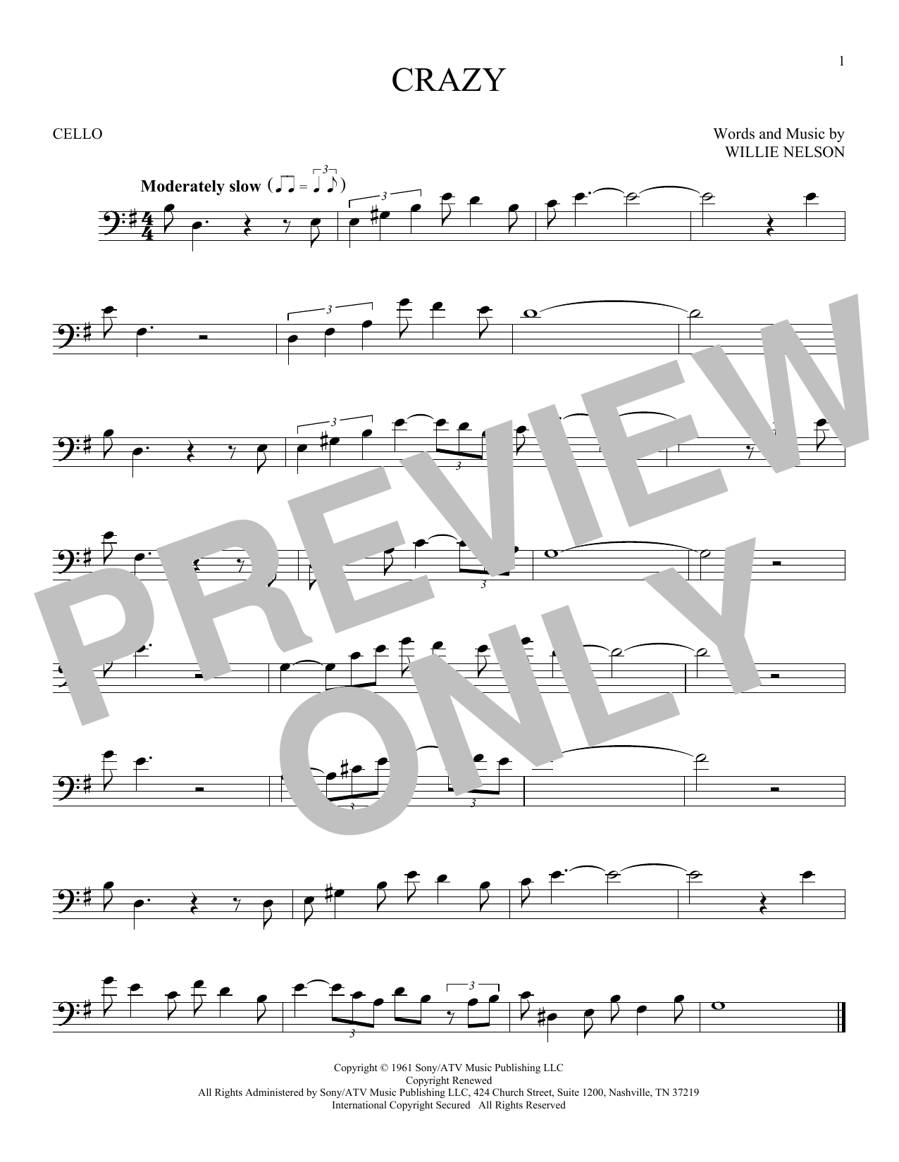 Produktgalerie: Seite 1 von 1 Crazy, Willie Nelson, Violoncello