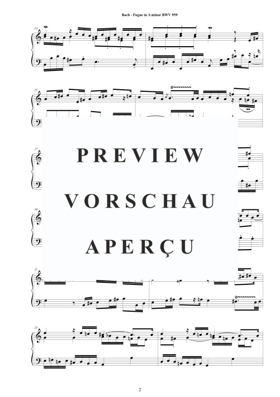 Produktgalerie: Seite 3 von 6 Fuge in A-Moll BWV 959, , Klavier Solo
