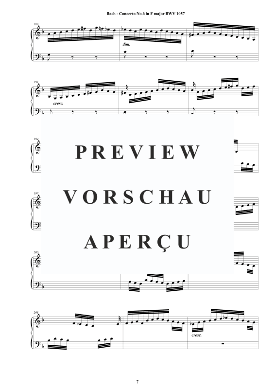 Produktgalerie: Seite 8 von 11 Konzert Nr. 6 in F-Dur BWV 1057, , Klavier Solo