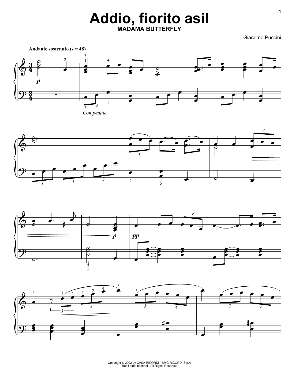 Produktgalerie: Seite 1 von 1 Addio, Fiorito Asil, Giacomo Puccini, Klavier
