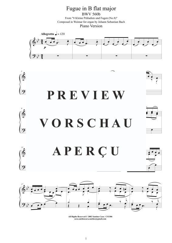 Produktgalerie: Seite 2 von 4 Fuge in B-Dur BWV 560b - Piano Version, , Klavier Solo