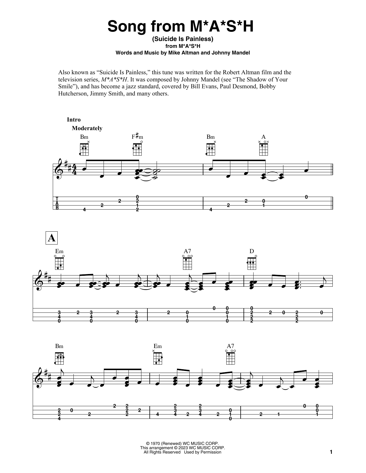 Product gallery: Page 1 of 1 Song From M*A*S*H (Suicide Is Painless), Johnny Mandel