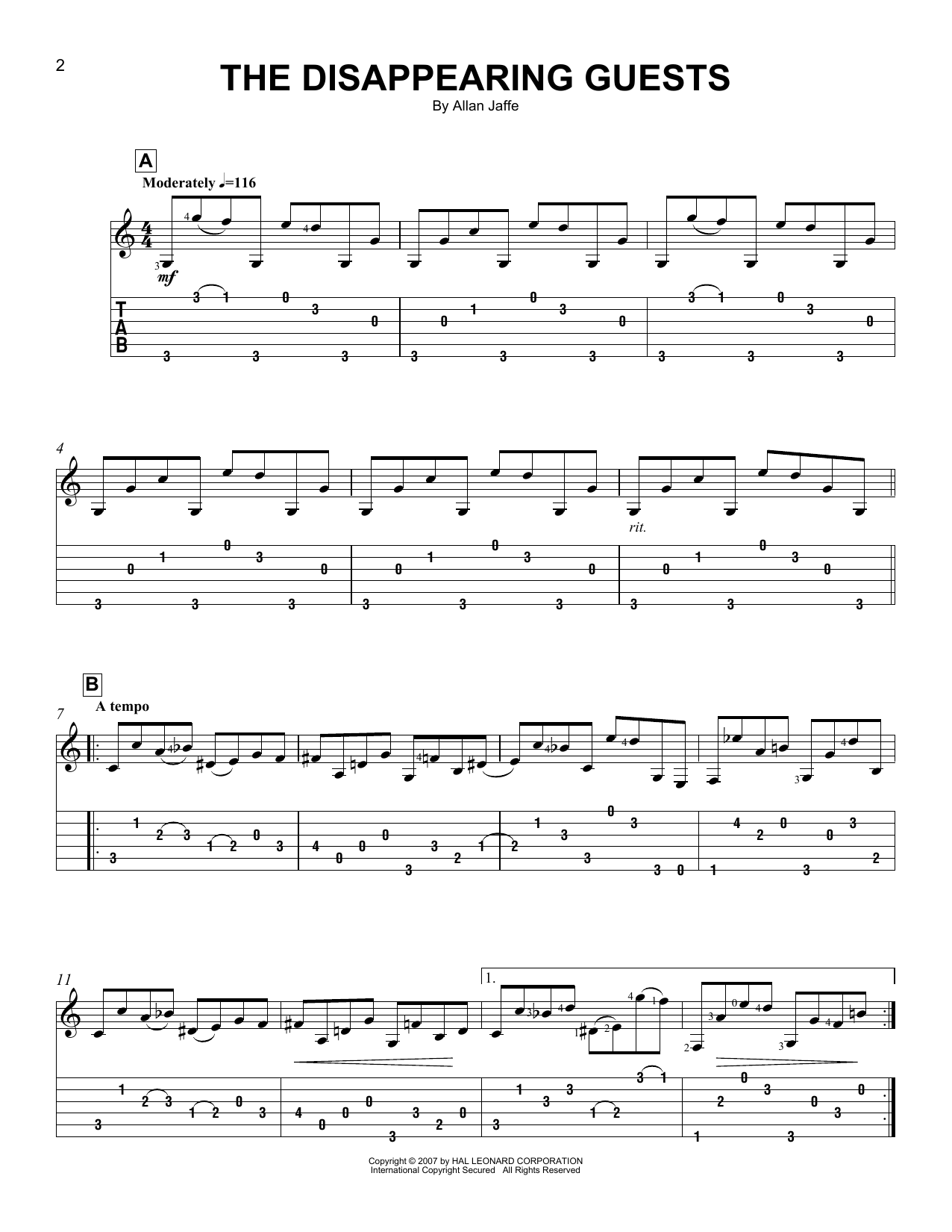 Produktgalerie: Seite 1 von 1 The Disappearing Guests, Allan Jaffe, Gitarre