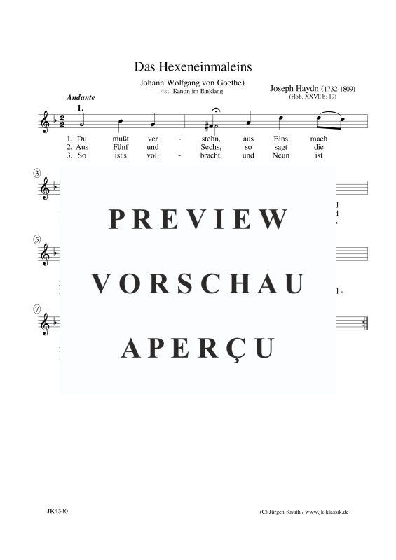 Produktbild zu: Das Hexeneinmaleins Hob. XXVII b:19Joseph Haydn