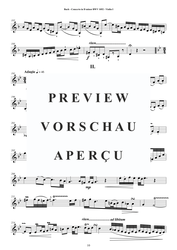 Product gallery: Page 11 of 11 Concerto in D-Moll BWV 1052, , String Quartet - Individual Parts