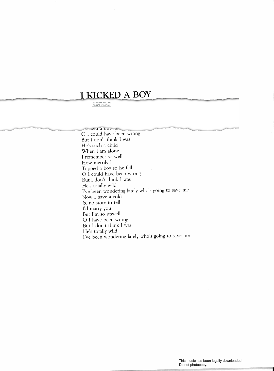 Produktgalerie: Seite 1 von 1 I Kicked A Boy, The Sundays, Gesang, Gitarre, Klavier