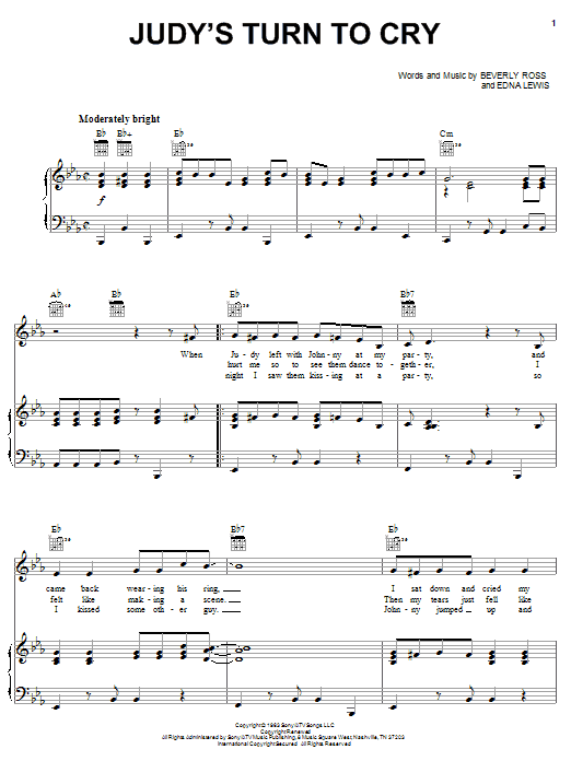 Produktgalerie: Seite 1 von 1 Judy's Turn To Cry, Lesley Gore, Gesang, Gitarre, Klavier
