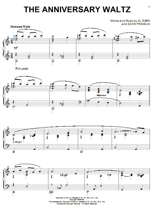 Product gallery: Page 1 of 1 The Anniversary Waltz, Al Dubin