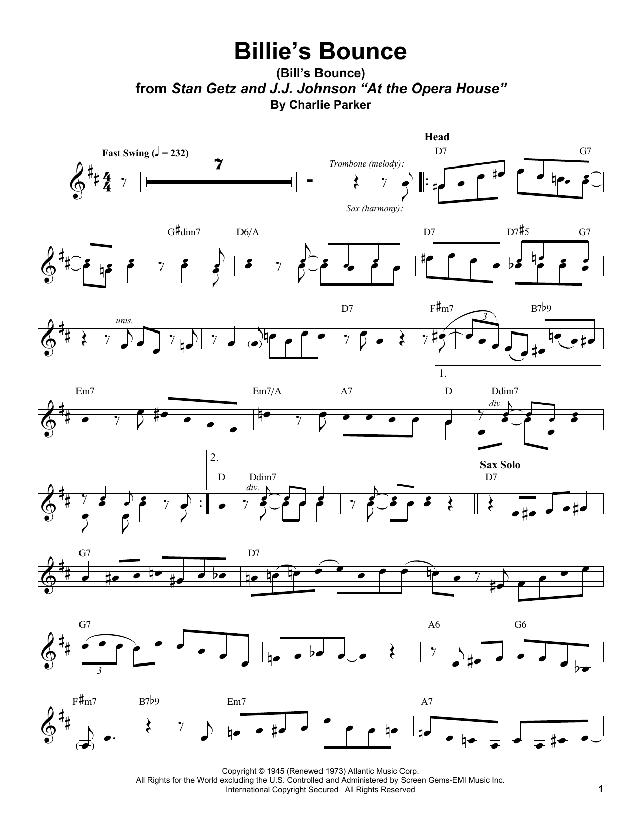 Product gallery: Page 1 of 1 Billie's Bounce (Bill's Bounce), Stan Getz