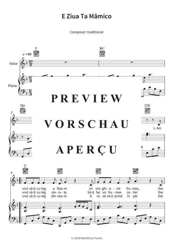Produktgalerie: Seite 4 von 7 E Ziua Ta Mamico, , (Gesang + Klavier)