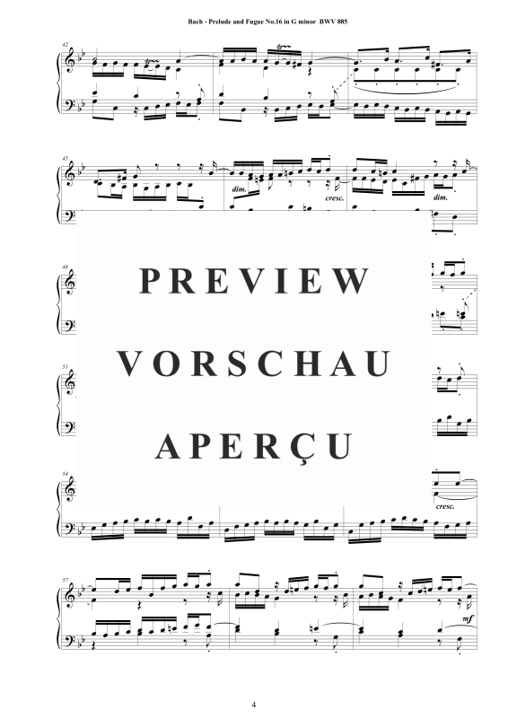 Product gallery: Page 5 of 8 Prelude and Fugue in G minor BWV 885, , Solo Piano