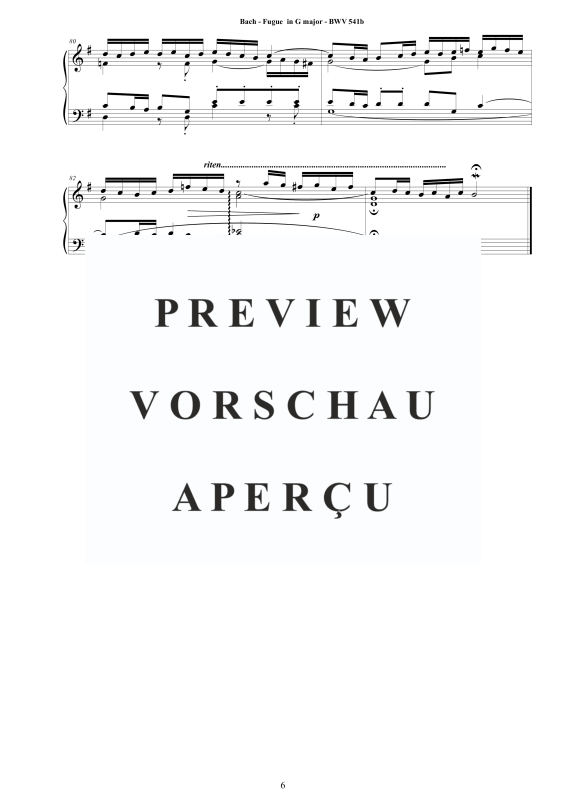 Produktgalerie: Seite 7 von 7 Fuge in G-Dur BWV 541b - Piano Version, , Klavier Solo