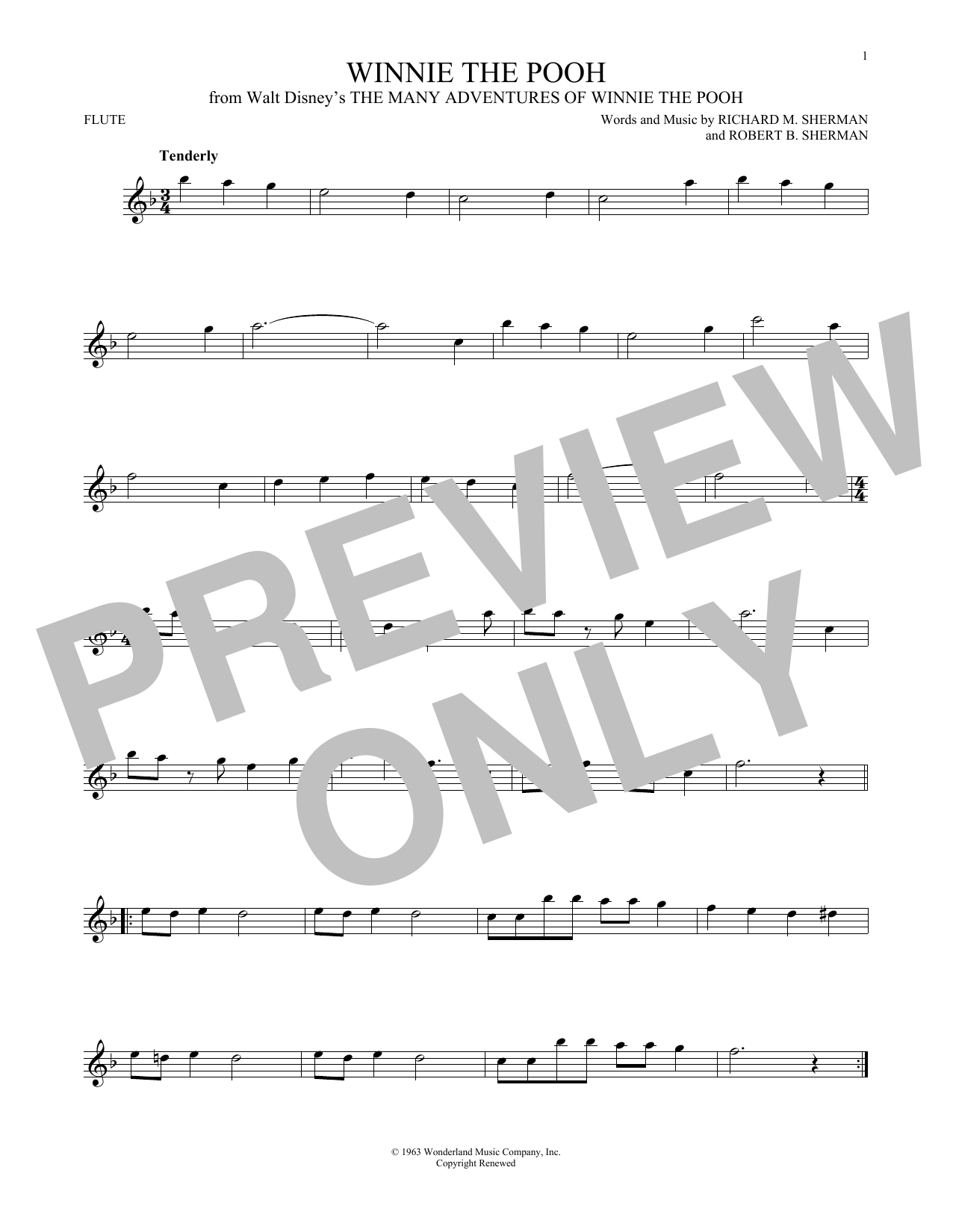 Product gallery: Page 1 of 1 Winnie The Pooh (from The Many Adventures Of Winnie The Pooh), Sherman Brothers