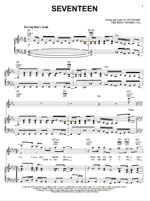 Produktgalerie: Seite 1 von 1 Seventeen, Winger, Gesang, Gitarre, Klavier