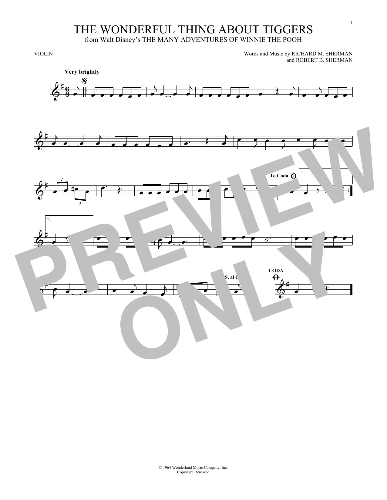 Product gallery: Page 1 of 1 The Wonderful Thing About Tiggers (from The Many Adventures Of Winnie The Pooh), Sherman Brothers
