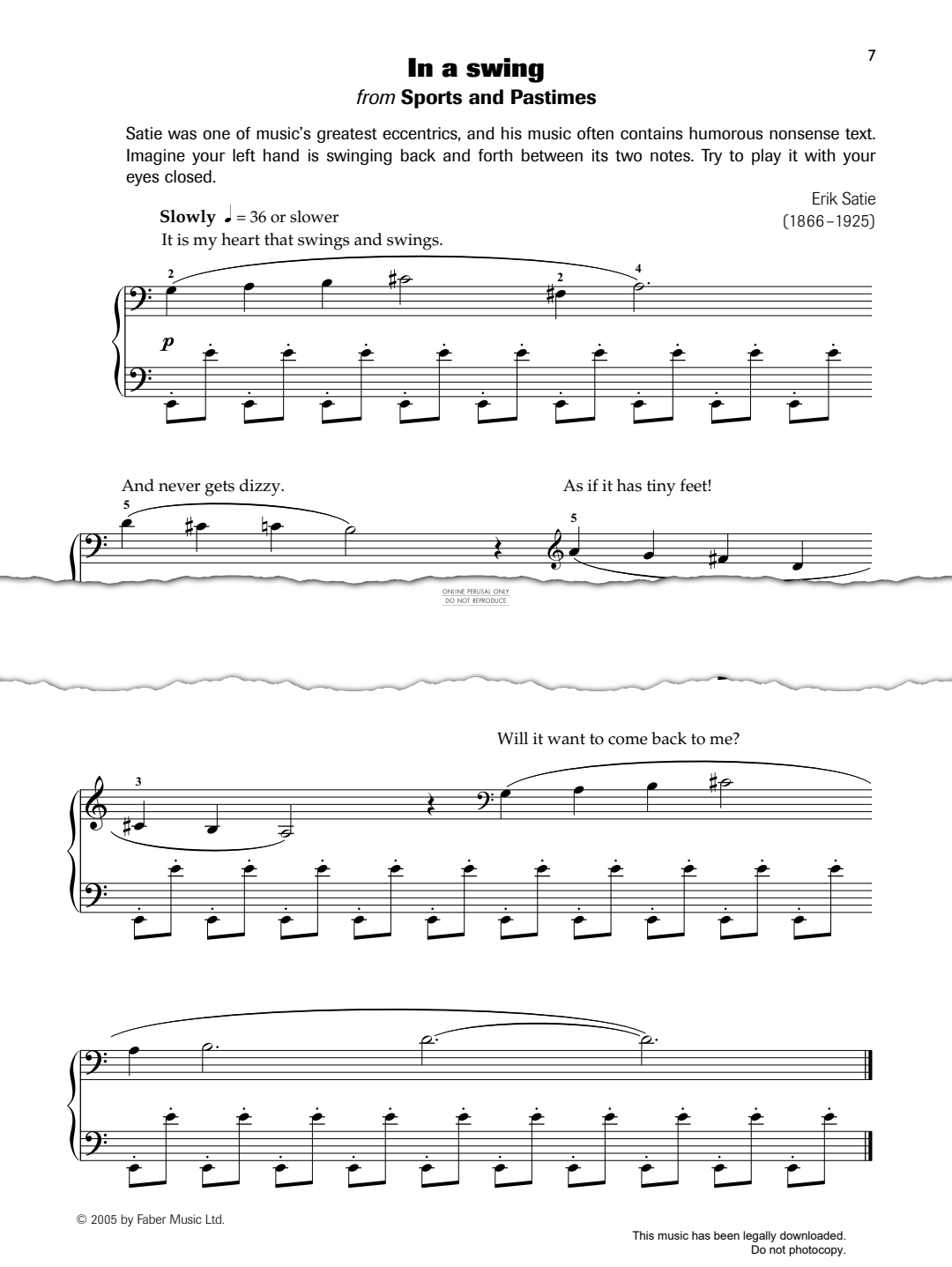 Produktgalerie: Seite 1 von 1 In A Swing (from 'Sports And Pastimes'), Erik Satie, Klavier