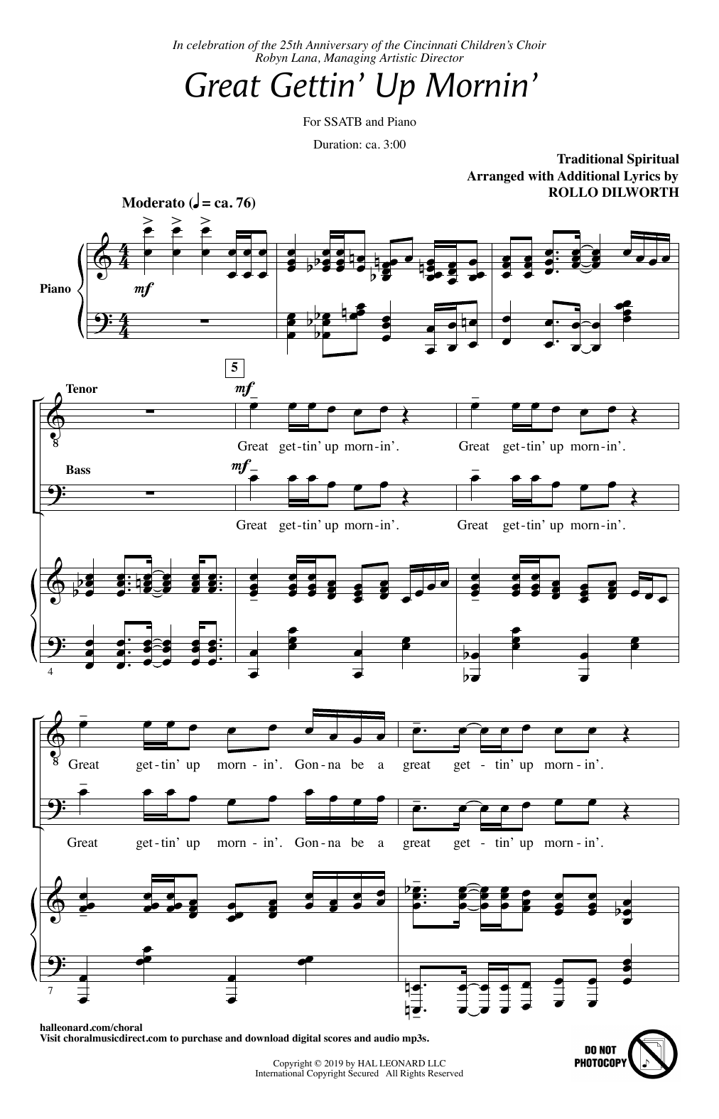 Product picture to: Great Gettin' Up Mornin' (arr. Rollo Dilworth)