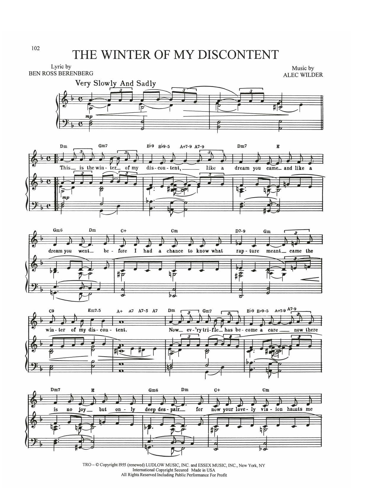 Produktgalerie: Seite 1 von 1 The Winter Of My Discontent, Alec Wilder, Gesang, Gitarre, Klavier