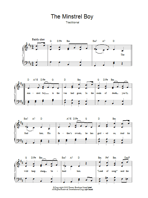 Produktgalerie: Seite 1 von 1 The Minstrel Boy, Traditional, Klavier