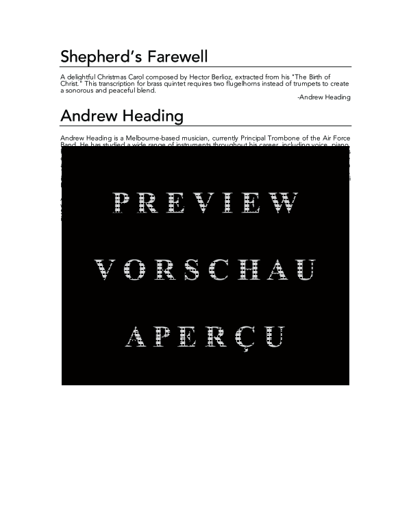 Produktgalerie: Seite 4 von 11 Shepherd´s Farewell, , (Blechbläserquinrtett 2x Flügelhorn, Horn in F, Posaune + Tuba)