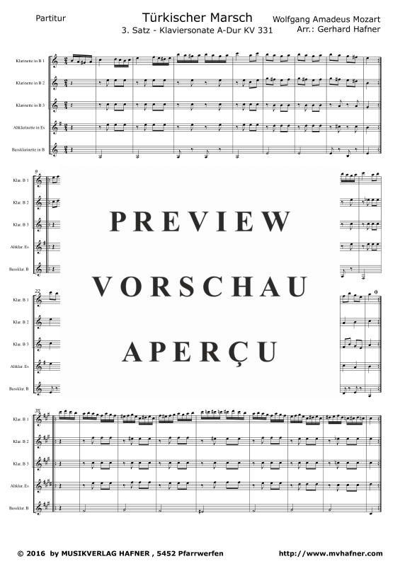 Product gallery: Page 5 of 11 Türkischer Marsch, , (Clarinet Quintet)
