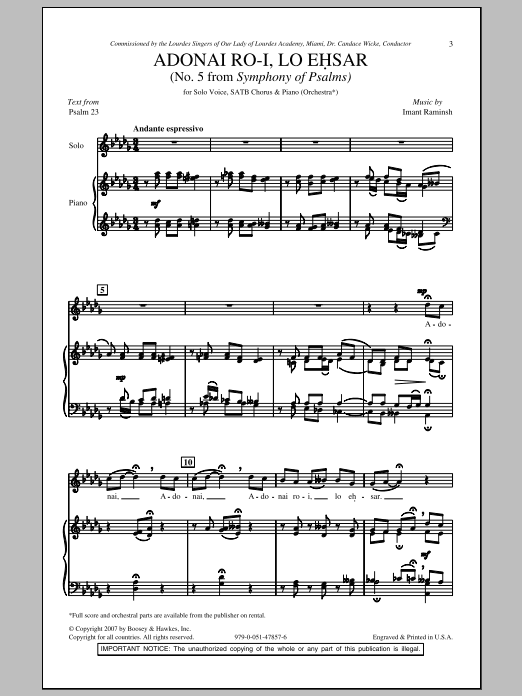 Produktbild zu: Adonai Ro-i, Lo Ehsar
