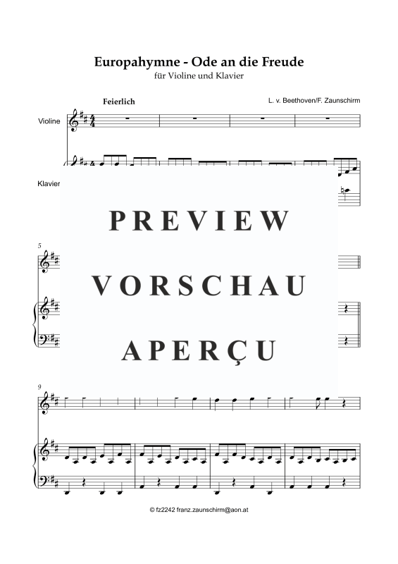 Product gallery: Page 2 of 8 Europahymne - Ode an die Freude, , Violin and Piano
