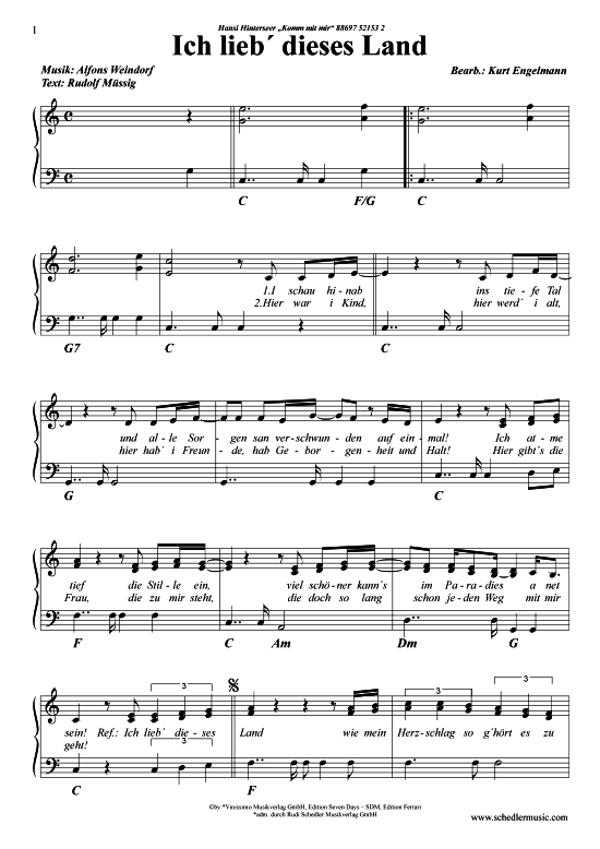 gallery: Ich lieb dieses Land , Hinterseer, Hansi, Piano and Voice