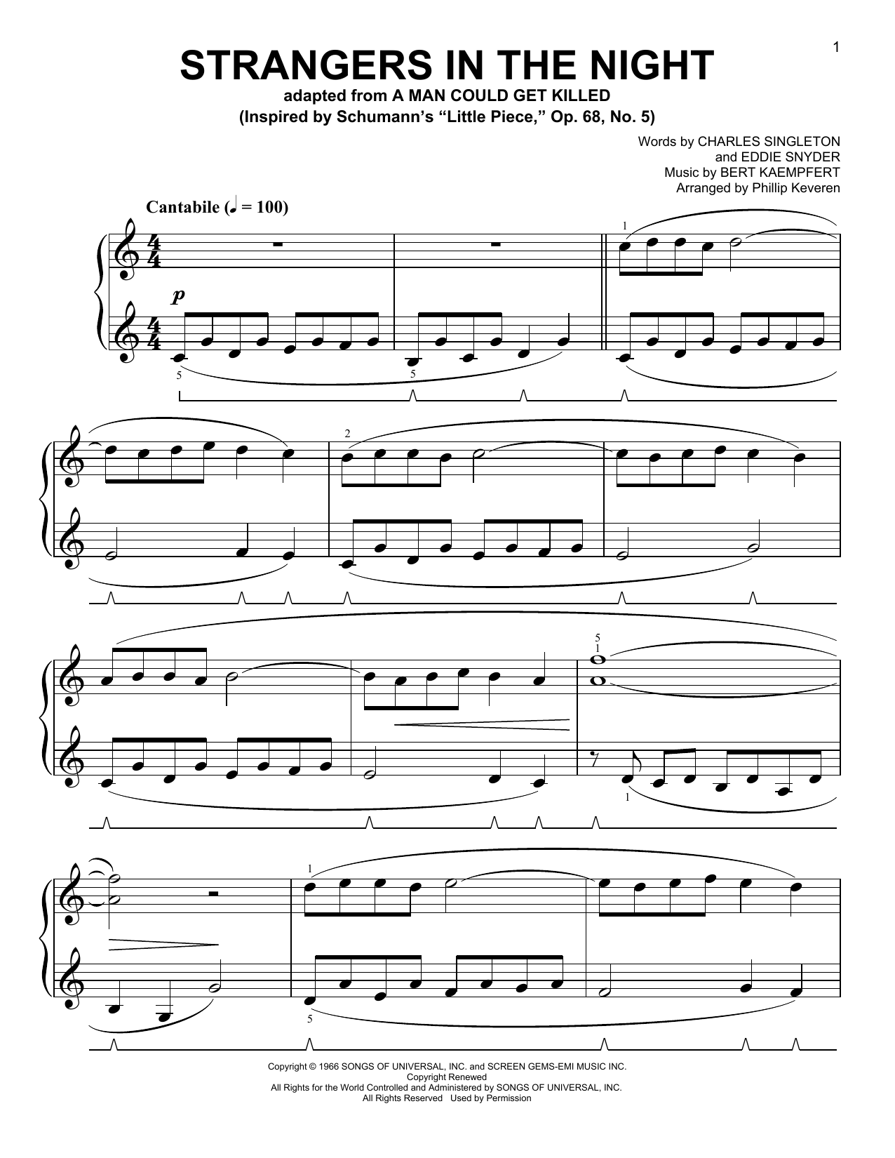 Product picture to: Strangers In The Night [Classical version] (arr. Phillip Keveren)