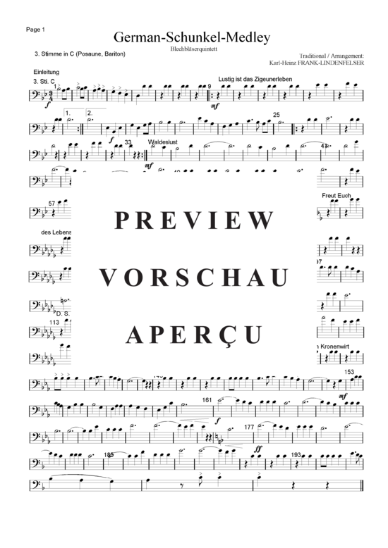 Produktgalerie: Seite 16 von 21 German-Schunkel-Medley , Blasorchester Fatamo, (Blechbläser Quintett - flexible Besetzung)