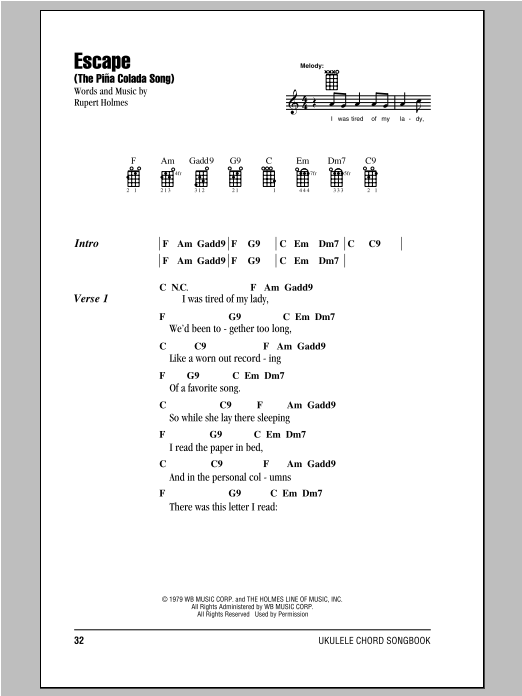 Product gallery: Page 1 of 1 Escape (The Piña Colada Song), Rupert Holmes