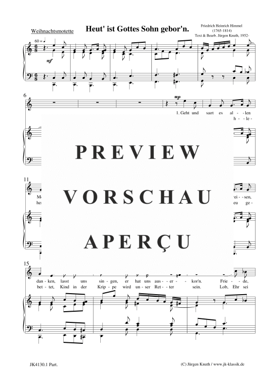 gallery: Heut´ ist Gottes Sohn gebor´n (Motette), , Gemischter Chor und Orgel