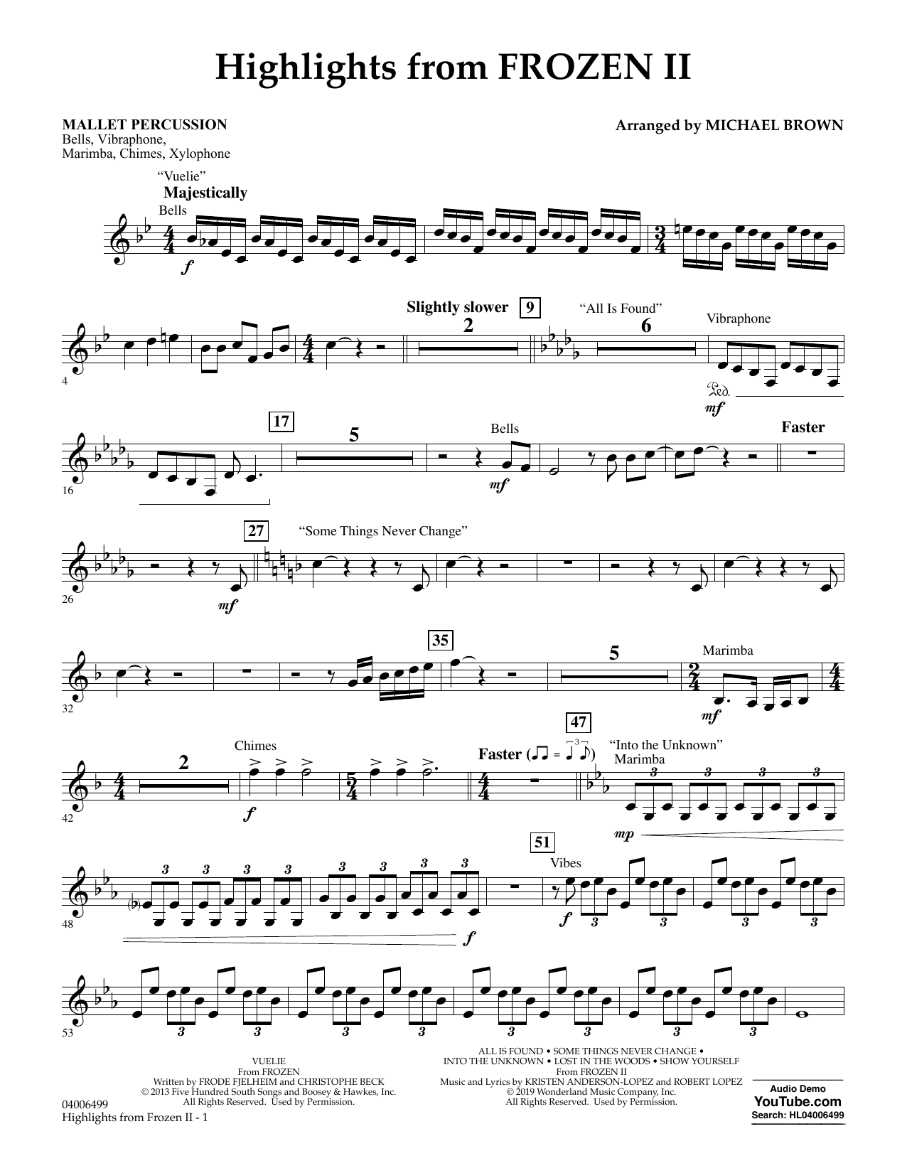 Product gallery: Page 1 of 1 Highlights from Disney's Frozen 2 (arr. Michael Brown) - Mallet Percussion, Kristen Anderson-Lopez & Robert Lopez