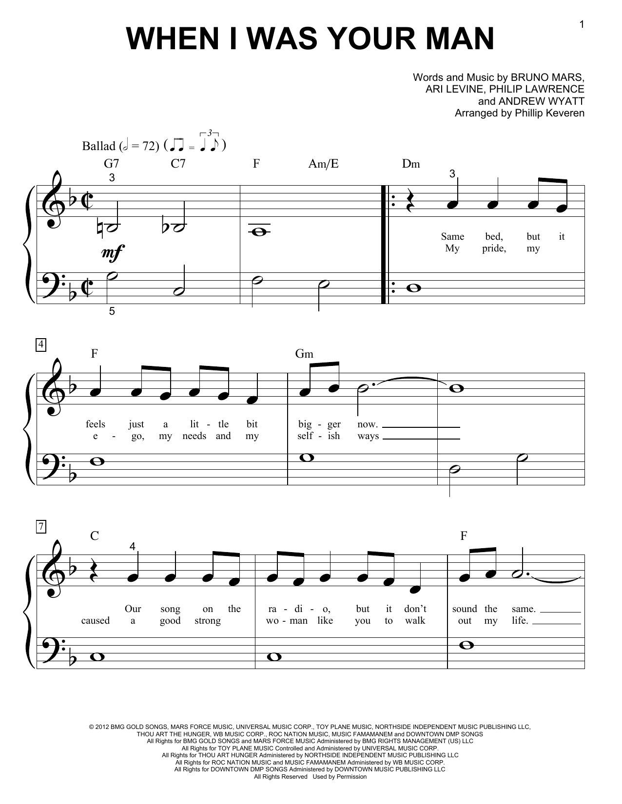 Product picture to: When I Was Your Man (arr. Phillip Keveren)