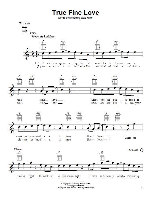 Product gallery: Page 1 of 1 True Fine Love, Steve Miller Band