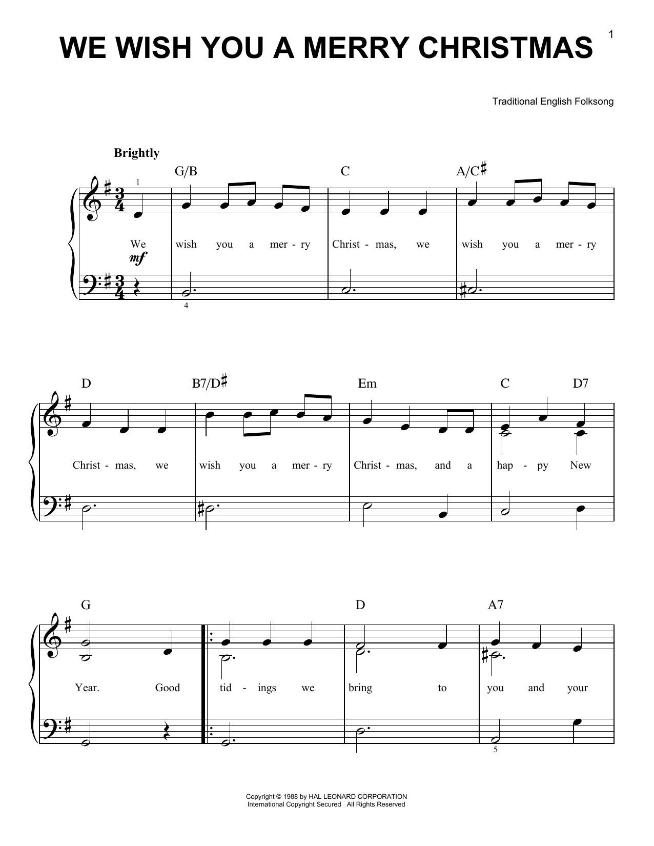 Produktgalerie: Seite 1 von 1 We Wish You A Merry Christmas, Traditional English Folksong, Klavier