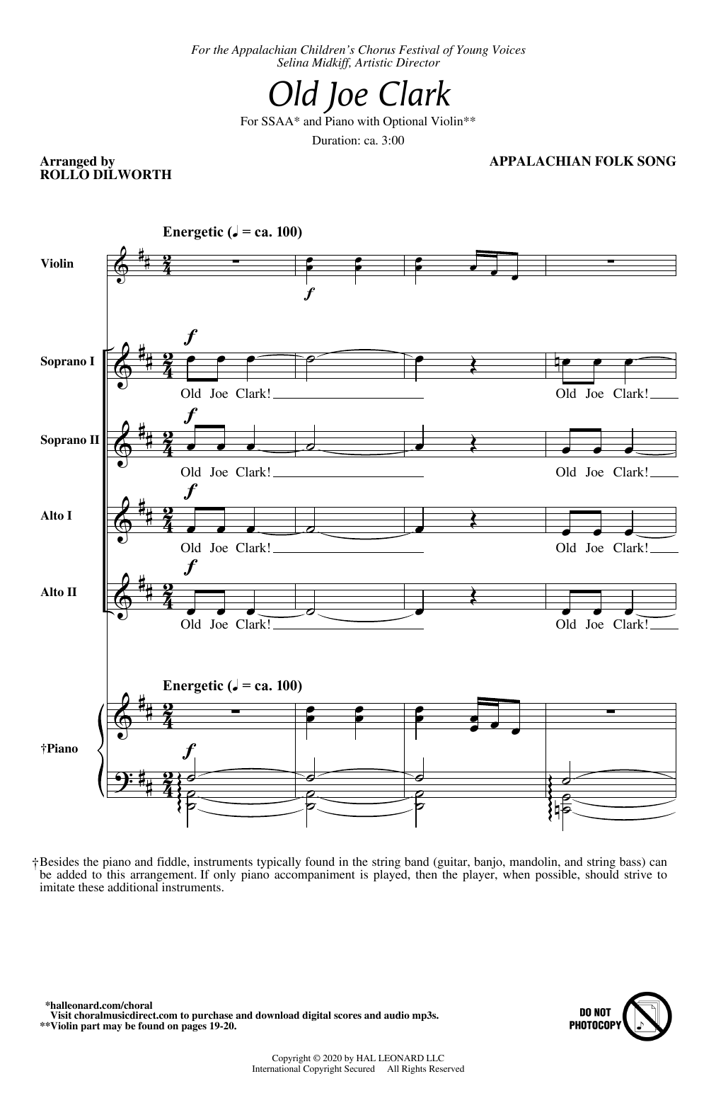 Produktgalerie: Seite 1 von 1 Old Joe Clark (arr. Rollo Dilworth), Appalachian Folk Song, Chor