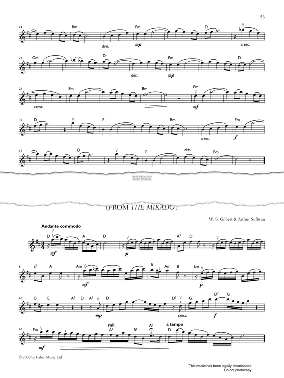 Produktgalerie: Seite 1 von 1 The Sun Whose Rays Are All Ablaze (from 'The Mikado'), Arthur S. Sullivan, Violine