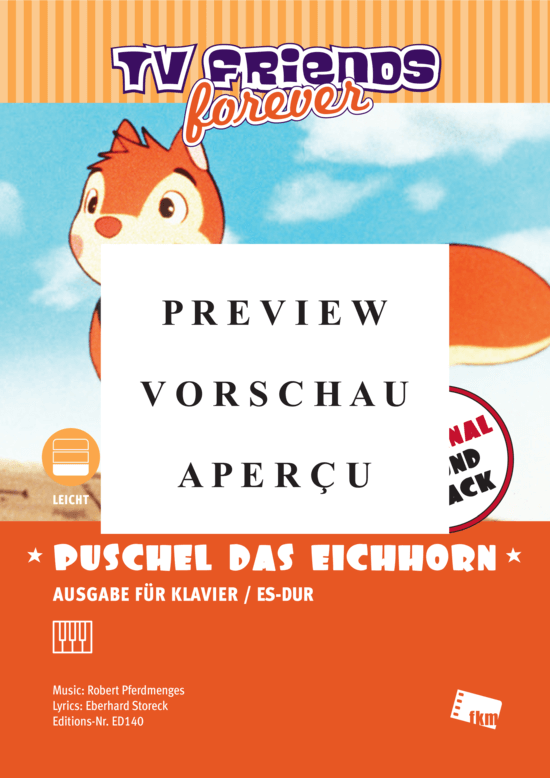 Product gallery: Page 2 of 6 Puschel das Eichhorn - Title Song from the TV series Puschel das Eichhorn aka Bannertail-Story of a Grey Squirrel (1984) , , Piano Solo