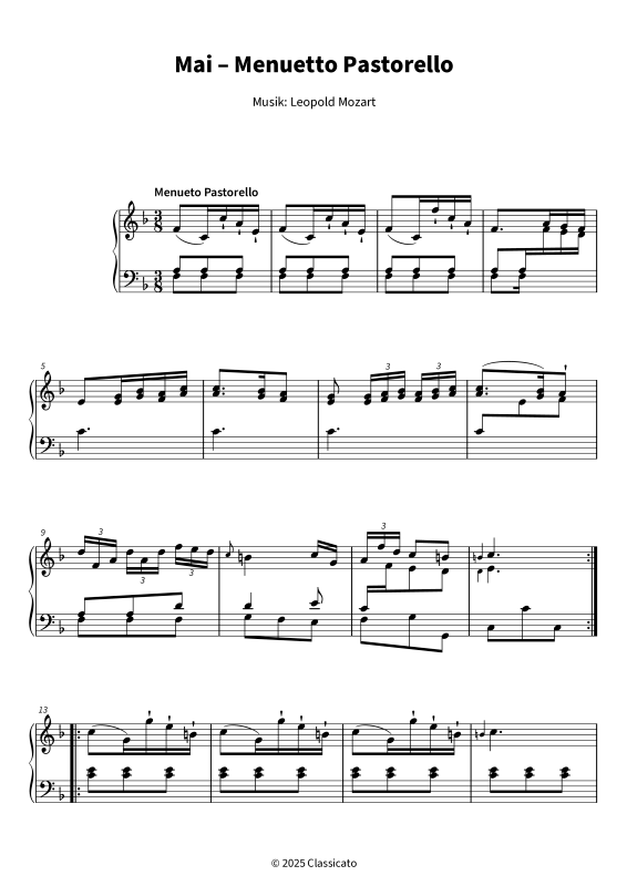 Produktgalerie: Seite 1 von 5 Mai - Menuetto Pastorello, , Klavier Solo
