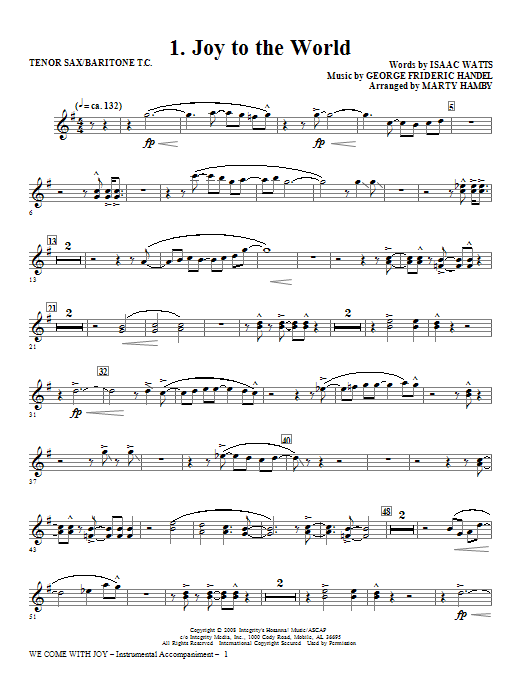 Product gallery: Page 1 of 1 We Come With Joy Orchestration - Bb Tenor Sax/Bar. TC (Trb 1,2), Marty Hamby
