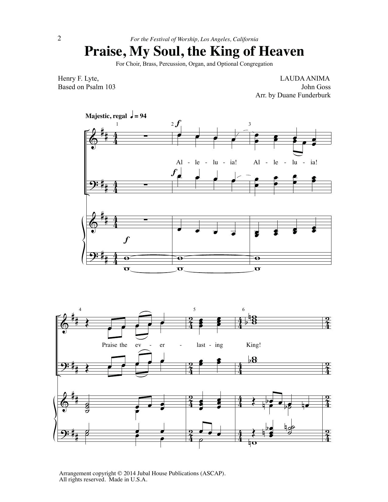 Product picture to: Praise, My Soul, The King Of Heaven (arr. Duane Funderburk)