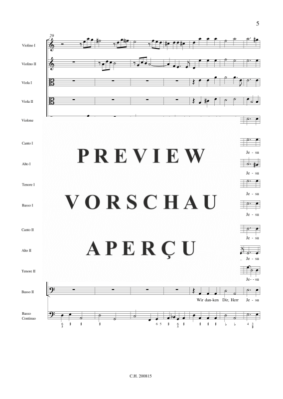gallery: Wir danken Dir, Herr Jesu Christ, , (Gemischtes Ensemble Doppelchor, Streicher und BC)