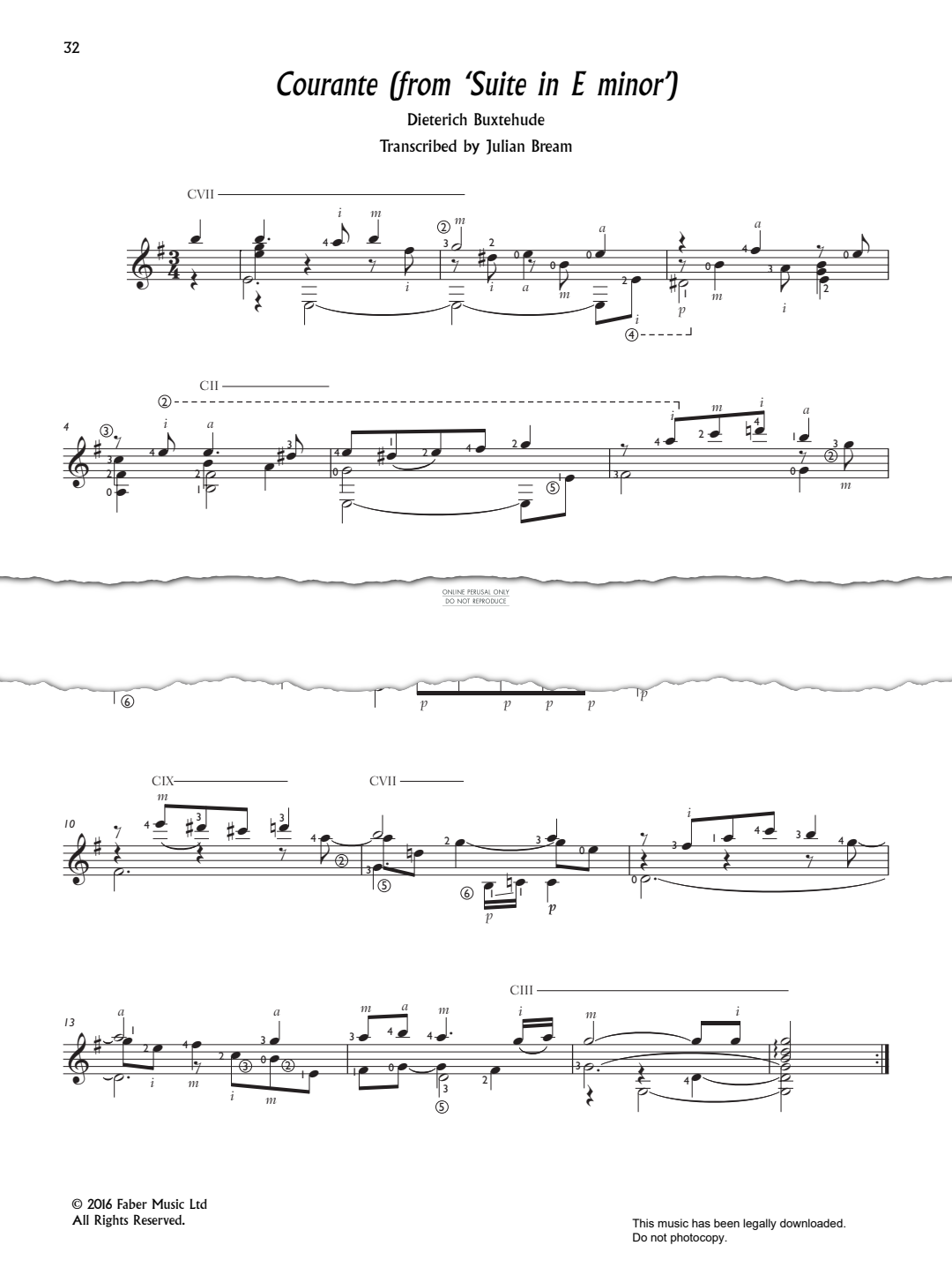 Product gallery: Page 1 of 1 Courante (from ‘Suite in E minor’), Dieterich Buxtehude