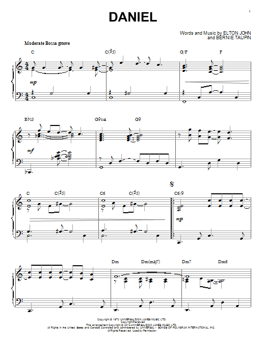 Product gallery: Page 1 of 1 Daniel [Jazz version] (arr. Brent Edstrom), Elton John