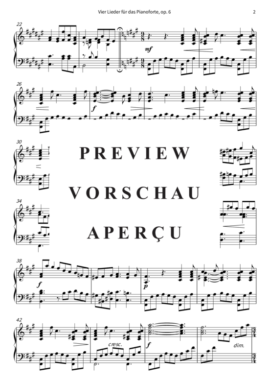 Product gallery: Page 6 of 7 Vier Lieder für das Pianoforte, op. 6 , , Piano Solo
