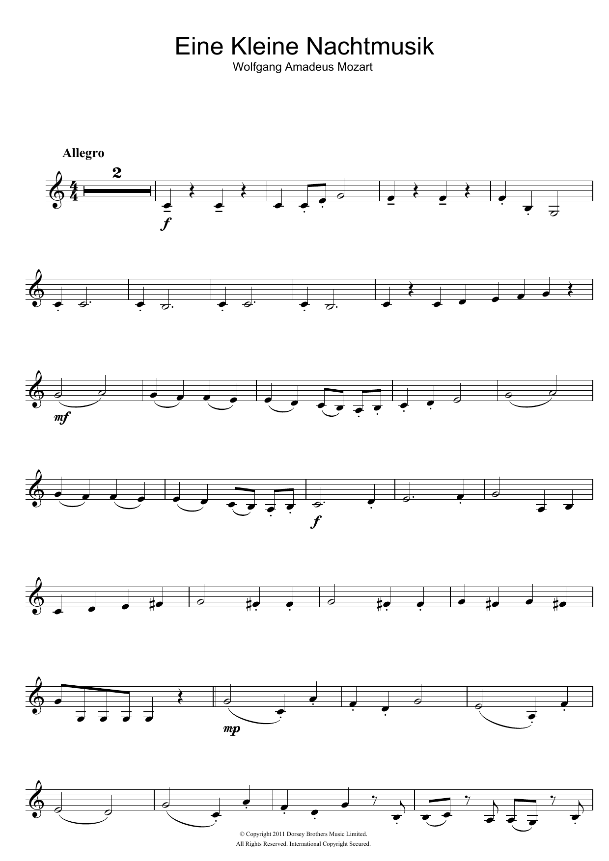 Product gallery: Page 1 of 1 Allegro from Eine Kleine Nachtmusik K525, Wolfgang Amadeus Mozart